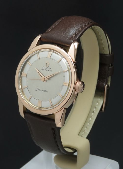 fig 1. SUPERB SOLID 18CT ROSE GOLD OMEGA SEAMASTER AUTOMATIC CALIBRE 501 MENS VINTAGE WATCH C1958