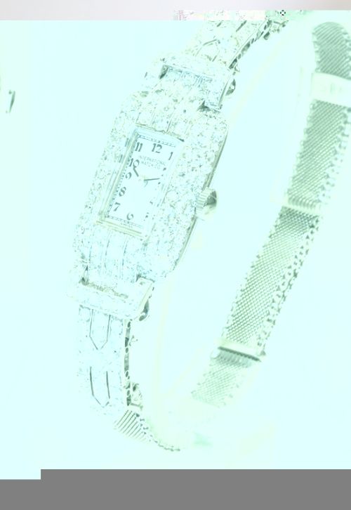 fig 4. GLORIOUS PLATINUM AND DIAMOND INTERNATIONAL WATCH COMPANY LADIES ART DECO VINTAGE WATCH C1950