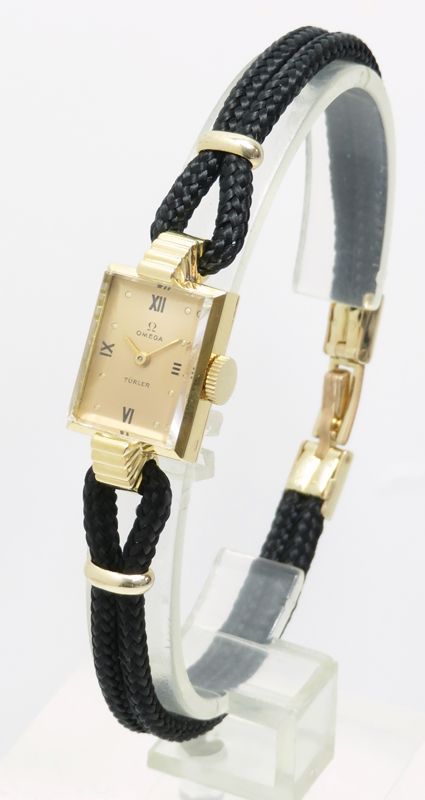 fig 1. LOVELY SOLID 18CT GOLD OMEGA LADIES COCKTAIL WATCH C 1954 RETAILED BY TURLER OF GENEVE