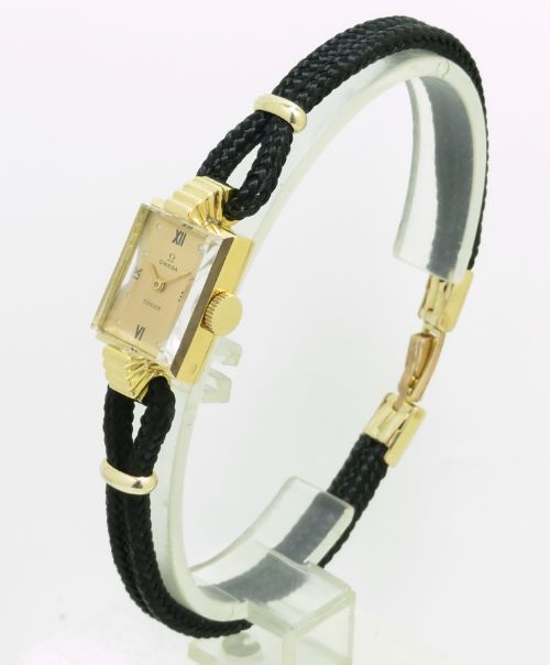 fig 4. LOVELY SOLID 18CT GOLD OMEGA LADIES COCKTAIL WATCH C 1954 RETAILED BY TURLER OF GENEVE