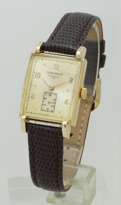 fig 1. WONDERFUL MINT CONDITION SOLID 14CT SOLID GOLD LONGINES ART DECO VINTAGE WATCH C1948