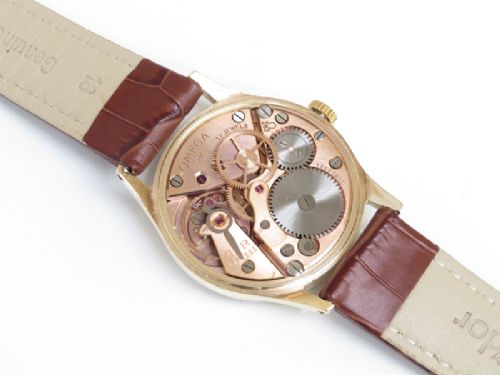 fig 4. CLASSIC SOLID 9CT GOLD OMEGA CALIBRE 286 MENS VINTAGE WATCH C1951-52