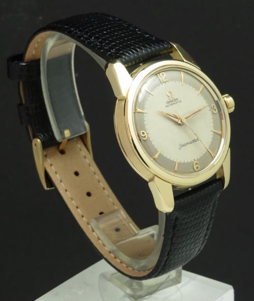 fig 1. COMPLETELY ORIGINAL SOLID 18CT 18K GOLD OMEGA SEAMASTER AUTOMATIC CAL 501 MENS VINTAGE WATCH C1958