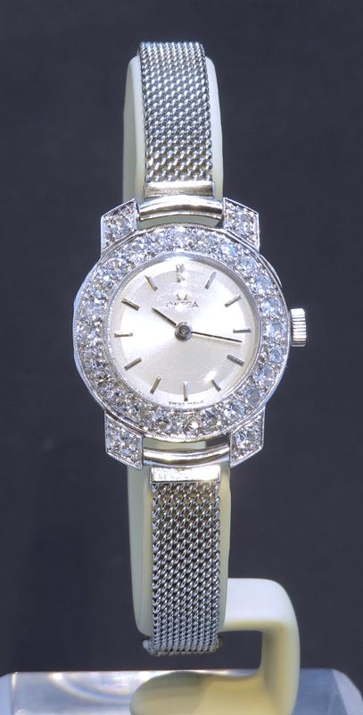 fig 1. STUNNING OMEGA PLATINUM AND DIAMOND LADIES ART DECO COCKTAIL WATCH C1950