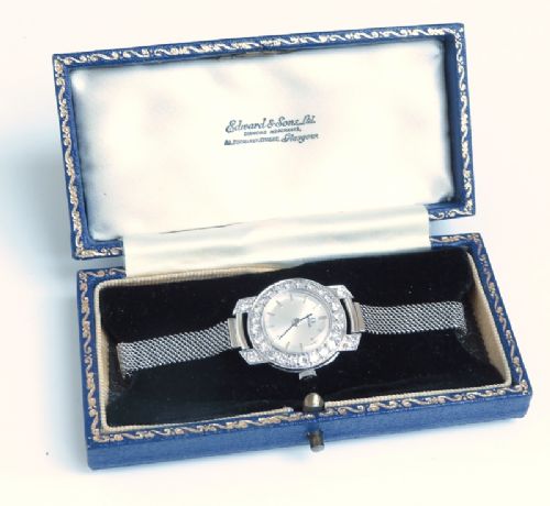 fig 6. STUNNING OMEGA PLATINUM AND DIAMOND LADIES ART DECO COCKTAIL WATCH C1950