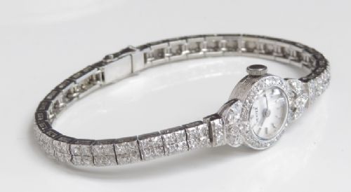 fig 6. INCREDIBLE PLATINUM AND DIAMOND VERTEX LADIES ART DECO COCKTAIL WATCH C1950