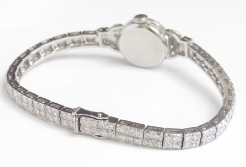 fig 7. INCREDIBLE PLATINUM AND DIAMOND VERTEX LADIES ART DECO COCKTAIL WATCH C1950