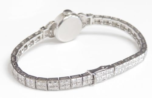 fig 8. INCREDIBLE PLATINUM AND DIAMOND VERTEX LADIES ART DECO COCKTAIL WATCH C1950