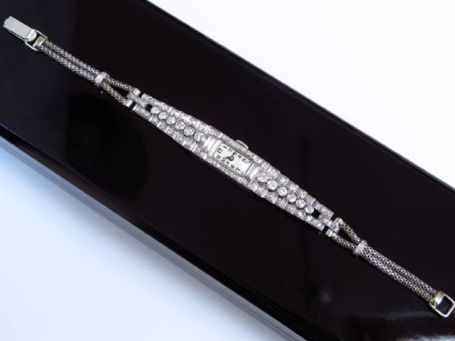 fig 1. STUNNING LONGINES PLATINUM AND DIAMOND LADIES ART DECO COCKTAIL VINTAGE WATCH C1930
