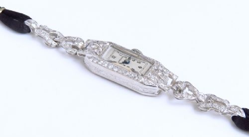 fig 4. LOVELY LONGINES PLATINUM AND DIAMOND ART DECO LADIES VINTAGE WATCH C1930