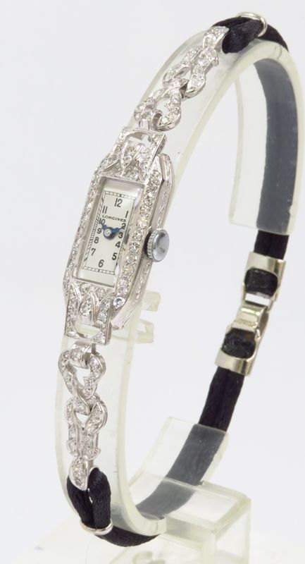 fig 5. LOVELY LONGINES PLATINUM AND DIAMOND ART DECO LADIES VINTAGE WATCH C1930