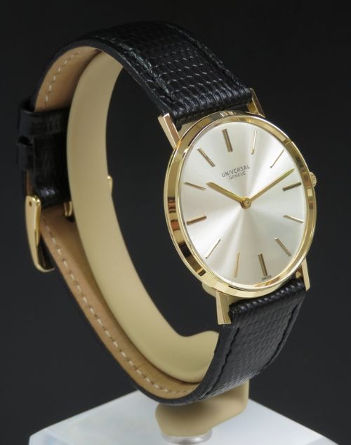 fig 4. SOLID 18CT GOLD UNIVERSAL GENEVE ULTRA SLIM DRESS WATCH C1964