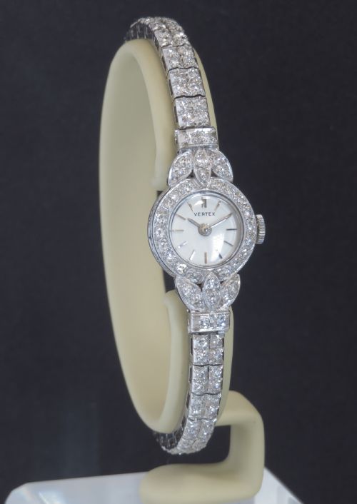 Incredible Platinum and Diamond Vertex Ladies Art Deco Cocktail Watch C1950
