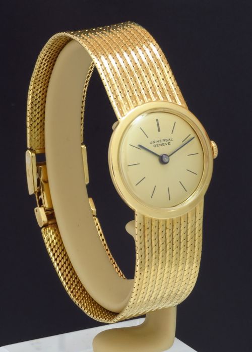 fig 1. HEAVY SOLID 18CT 18K UNIVERSAL GENEVE LADIES VINTAGE WATCH C1969