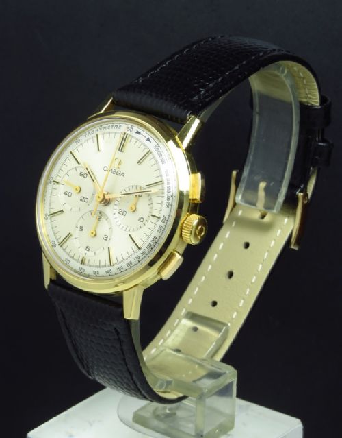 fig 1. INCREDIBLY RARE MINT ORIGINAL CONDITION SOLID 18CT OMEGA CALIBRE 321 CHRONOGRAPH WITH ORIGINAL BOX C1964