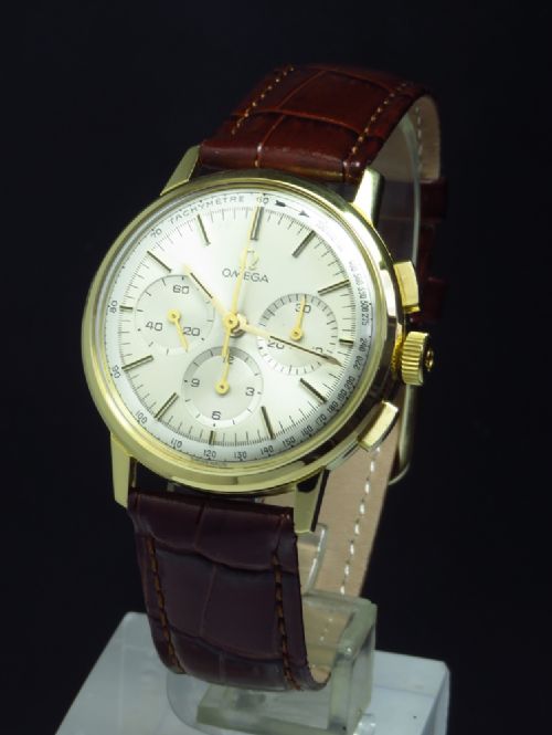 fig 3. INCREDIBLY RARE MINT ORIGINAL CONDITION SOLID 18CT OMEGA CALIBRE 321 CHRONOGRAPH WITH ORIGINAL BOX C1964