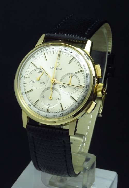 fig 4. INCREDIBLY RARE MINT ORIGINAL CONDITION SOLID 18CT OMEGA CALIBRE 321 CHRONOGRAPH WITH ORIGINAL BOX C1964