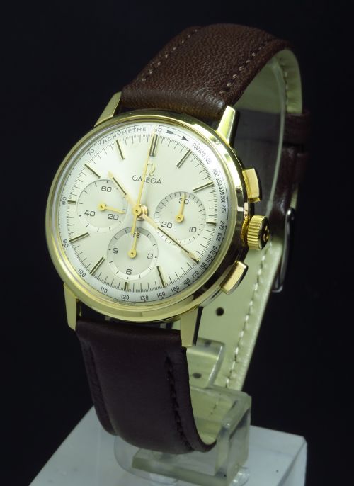 fig 5. INCREDIBLY RARE MINT ORIGINAL CONDITION SOLID 18CT OMEGA CALIBRE 321 CHRONOGRAPH WITH ORIGINAL BOX C1964