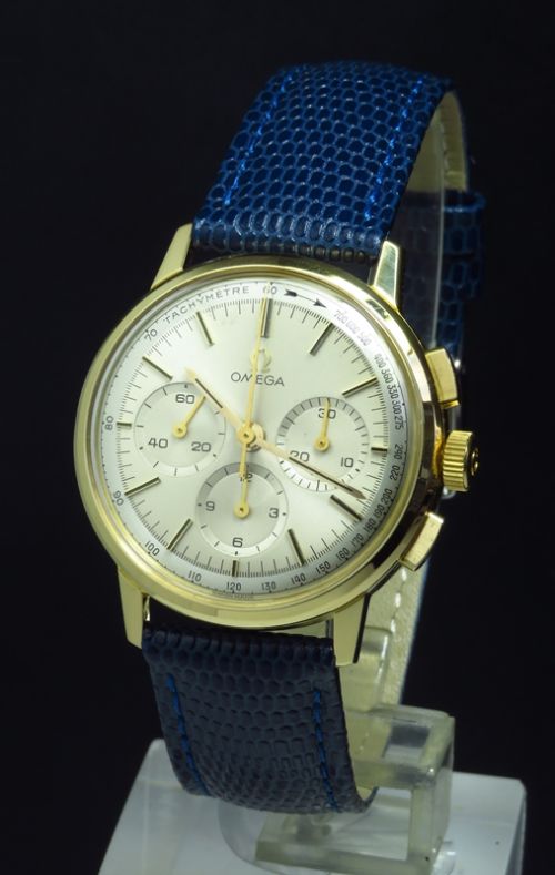 fig 6. INCREDIBLY RARE MINT ORIGINAL CONDITION SOLID 18CT OMEGA CALIBRE 321 CHRONOGRAPH WITH ORIGINAL BOX C1964