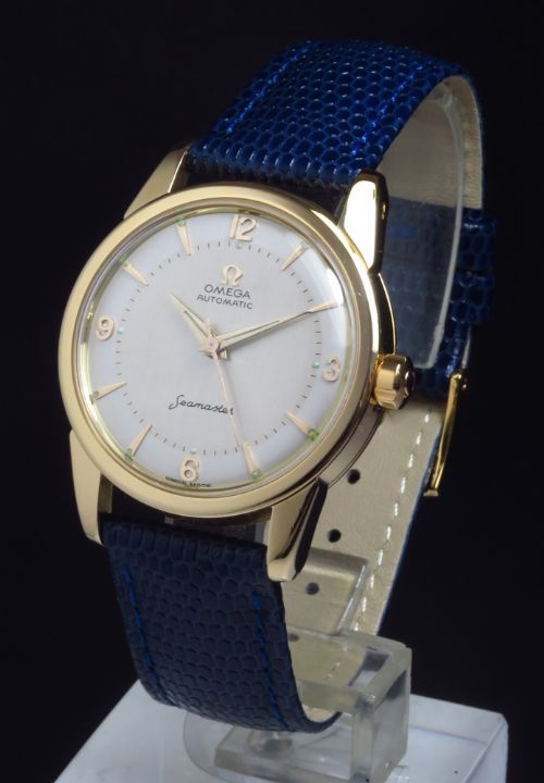 fig 1. SUPERB SOLID 18CT GOLD OMEGA SEAMASTER AUTOMATIC CAL 501 MENS VINTAGE WATCH C1957