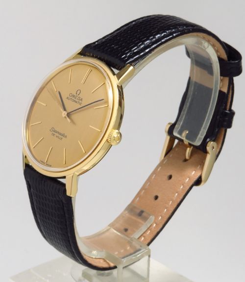 fig 1. SOLID 18CT 18K GOLD OMEGA SEAMASTER DE VILLE AUTOMATIC MENS VINTAGE WATCH C1969