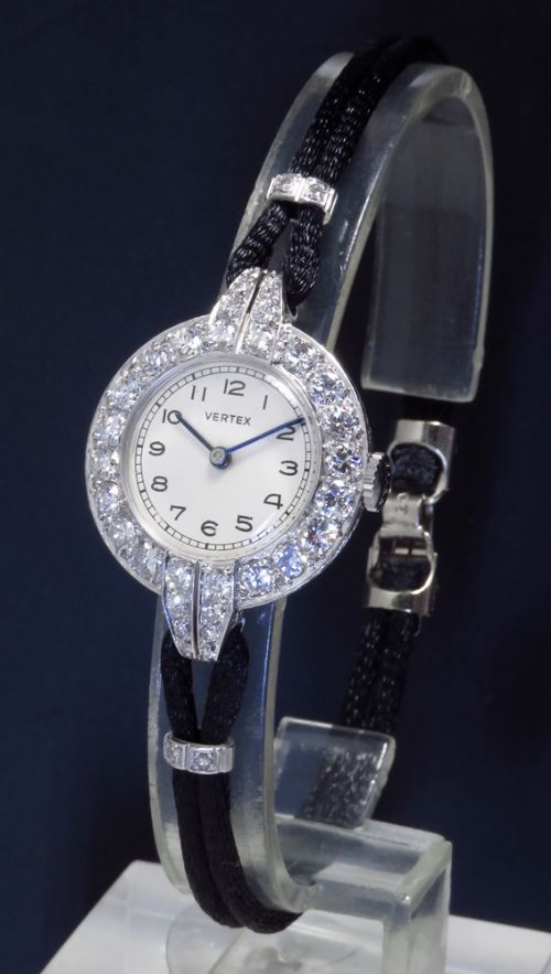 fig 1. EXQUISITE PLATINUM AND DIAMOND LADIES VINTAGE ART DECO COCKTAIL BY VERTEX C1930