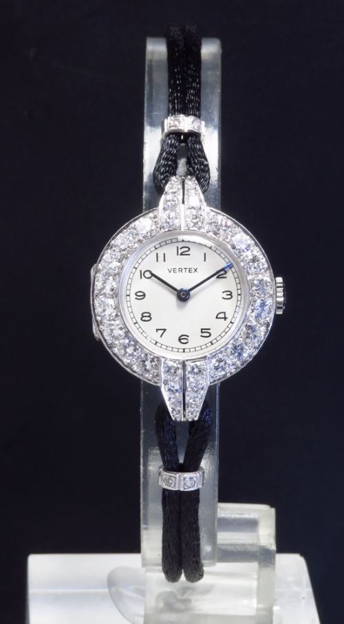 fig 3. EXQUISITE PLATINUM AND DIAMOND LADIES VINTAGE ART DECO COCKTAIL BY VERTEX C1930