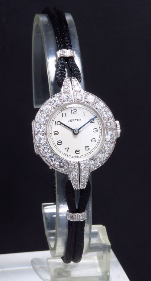 fig 4. EXQUISITE PLATINUM AND DIAMOND LADIES VINTAGE ART DECO COCKTAIL BY VERTEX C1930