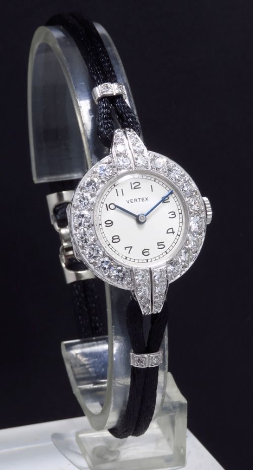 fig 5. EXQUISITE PLATINUM AND DIAMOND LADIES VINTAGE ART DECO COCKTAIL BY VERTEX C1930