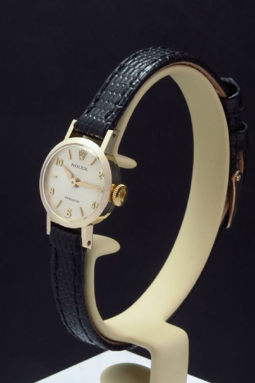 fig 1. LOVELY SOLID 9CT GOLD ROLEX PRECISION LADIES COCKTAIL WATCH WITH BOX C1965