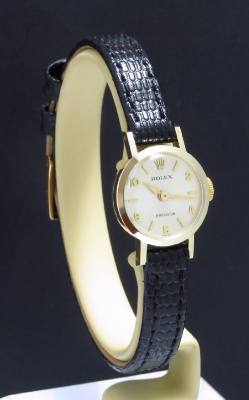 fig 4. LOVELY SOLID 9CT GOLD ROLEX PRECISION LADIES COCKTAIL WATCH WITH BOX C1965