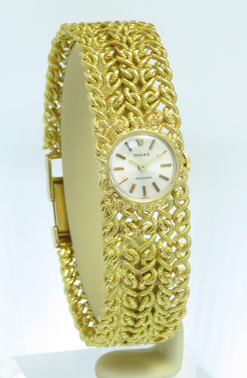 Stunning Mint Original Condition Heavy Solid 18ct Gold Rolex Precision Ladies Cocktail Watch C1965