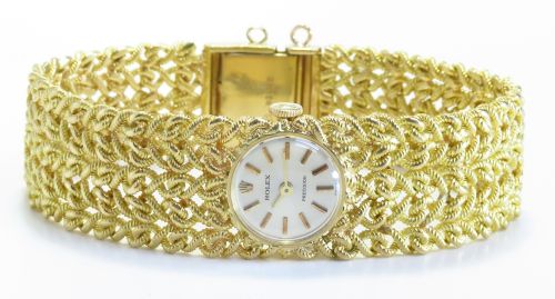 fig 4. STUNNING MINT ORIGINAL CONDITION HEAVY SOLID 18CT GOLD ROLEX PRECISION LADIES COCKTAIL WATCH C1965