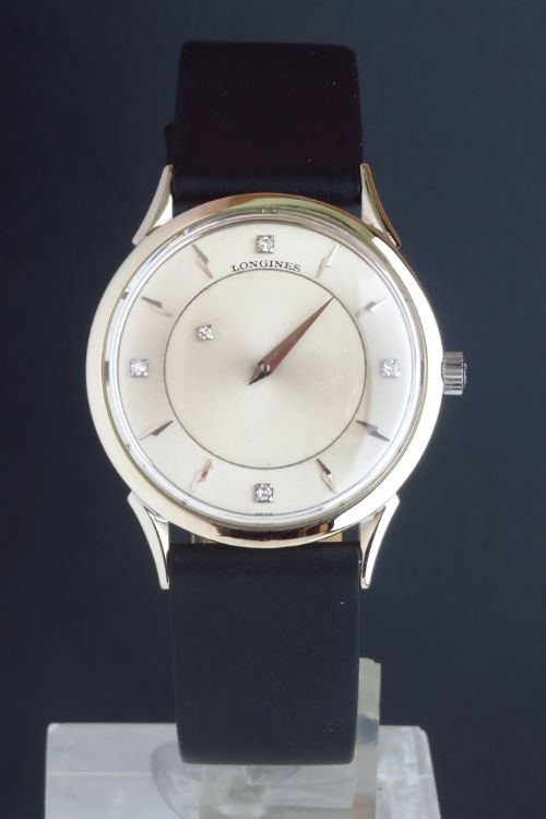 fig 2. RARE ORIGINAL SOLID 14CT WHITE GOLD LONGINES MYSTERY DIAL MENS VINTAGE WATCH C1960