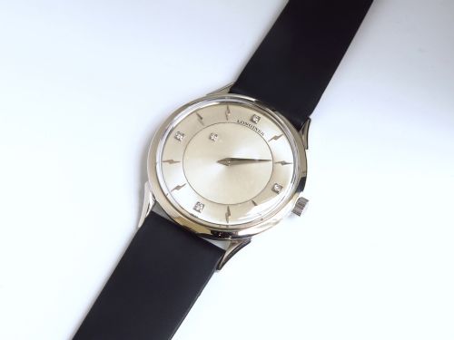 fig 4. RARE ORIGINAL SOLID 14CT WHITE GOLD LONGINES MYSTERY DIAL MENS VINTAGE WATCH C1960
