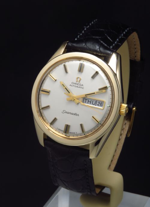 Wonderful Solid 9ct Gold Omega Seamaster Automatic Day Date Oversize Mens Vintage Watch C1968