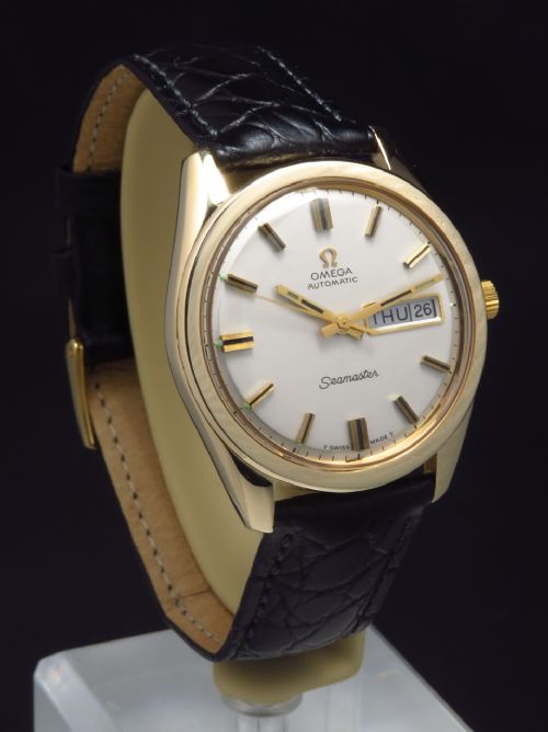 fig 2. WONDERFUL SOLID 9CT GOLD OMEGA SEAMASTER AUTOMATIC DAY DATE OVERSIZE MENS VINTAGE WATCH C1968