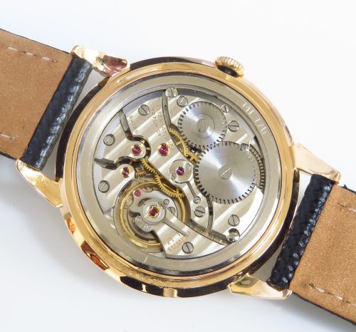 fig 4. SOLID 18CT ROSE GOLD INTERNATIONAL WATCH COMPANY IWC CALI 89 OVERSIZE MENS VINTAGE WATCH C1951 movement serial number 1285038