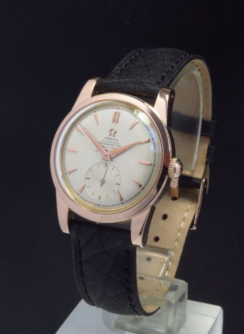 Super Rare Original Solid 18ct 18k Rose Gold Omega Seamaster Automatic Chronometer Mark 1 Mens Vintage Watch C1949-50