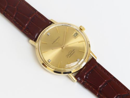fig 5. INCREDIBLE ORIGINAL SOLID 18CT 18K GOLD LONGINES FLAGSHIP DELUXE AUTOMATIC DIAMOND DIAL MENS VINTAGE WATCH C1966