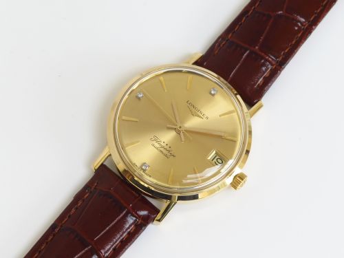 fig 6. INCREDIBLE ORIGINAL SOLID 18CT 18K GOLD LONGINES FLAGSHIP DELUXE AUTOMATIC DIAMOND DIAL MENS VINTAGE WATCH C1966
