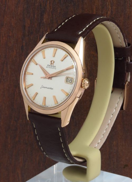 fig 1. NEAR MINT ORIGINAL CONDITION SOLID 18CT 18K ROSE GOLD OMEGA SEAMASTER AUTOMATIC MENS VINTAGE WATCH C1962