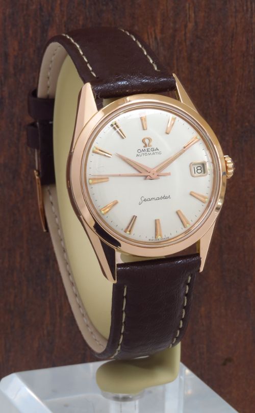 fig 2. NEAR MINT ORIGINAL CONDITION SOLID 18CT 18K ROSE GOLD OMEGA SEAMASTER AUTOMATIC MENS VINTAGE WATCH C1962