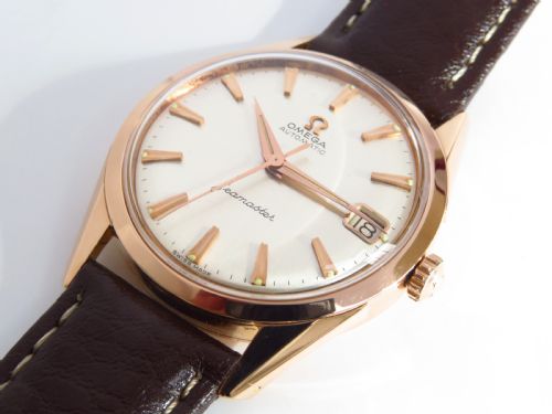 fig 4. NEAR MINT ORIGINAL CONDITION SOLID 18CT 18K ROSE GOLD OMEGA SEAMASTER AUTOMATIC MENS VINTAGE WATCH C1962