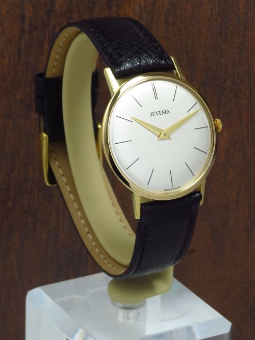 fig 3. STUNNING SOLID 18CT 18K GOLD JUVENIA ULTRA SLIM DRESS WATCH C1963