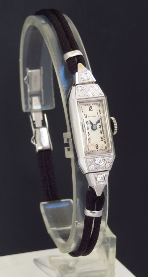 fig 1. PRETTY SOLID 18CT WHITE GOLD CHOPARD ESZEHA LADIES ART DECO COCKTAIL WATCH C1940