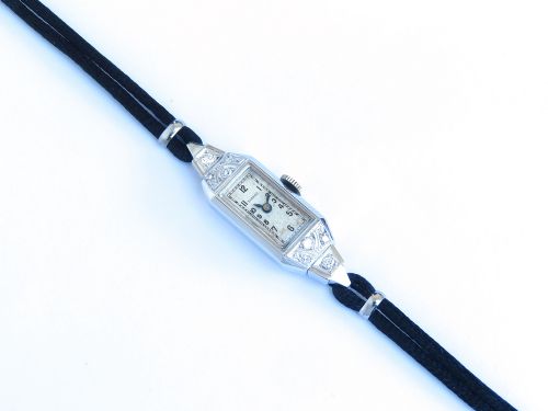 fig 2. PRETTY SOLID 18CT WHITE GOLD CHOPARD ESZEHA LADIES ART DECO COCKTAIL WATCH C1940