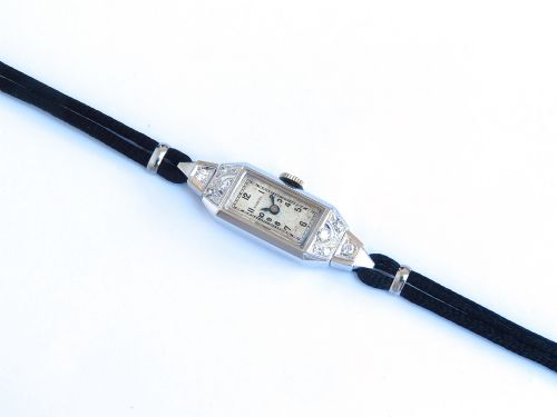 fig 3. PRETTY SOLID 18CT WHITE GOLD CHOPARD ESZEHA LADIES ART DECO COCKTAIL WATCH C1940