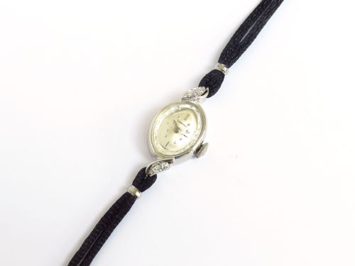 fig 6. SOLID 14CT WHITE GOLD AND DIAMOND LONGINES LADIES COCKTAIL WATCH C1950