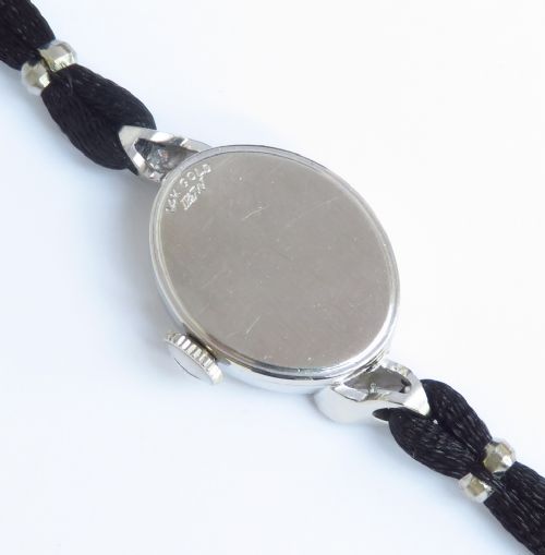fig 7. SOLID 14CT WHITE GOLD AND DIAMOND LONGINES LADIES COCKTAIL WATCH C1950